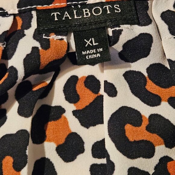 Talbots leopard print blouse pull over bohemian career Animal - Picture 6 of 8
